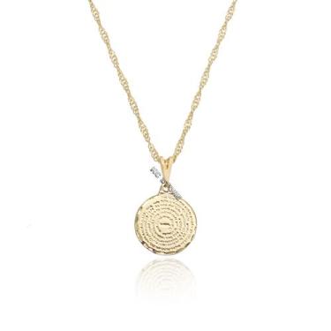 Imagem de colar corrente pai nosso aço inox folheado a ouro redondo medalha garg