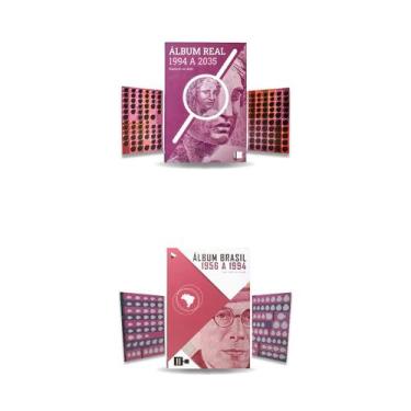 Imagem de 2 álbuns para moedas real e cruzeiro 1956 a 2035 - Numismática Coan