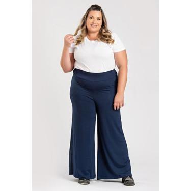 Imagem de Calça Feminina Plus Size Pantalona Moletinho de Viscose c/ Elastano - 