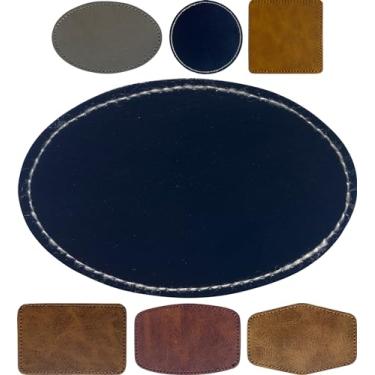 Imagem de Couro oval preto/remendos de couro/lençóis com adesivo com gravação a laser em branco para passar a ferro/impressão UV/bonés de beisebol/bonés de caminhão/gorro/folhas de couro Fedora Heat Press (30