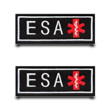 Imagem de 2 peças ESA Emblema Engraçado para Cachorro Serviço Tático Bordado Gancho e Laço Aplique Bandeira Militar para Arnês de Cachorro, Roupas, Colete, Bolsas, Mochilas, Jaqueta, Chapéus