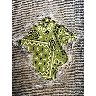 Imagem de Tecido bandana Peek-A-Boo Iron ON Patches da Holey Patches em diversas cores/tamanhos (verde brilhante, 7,6 cm x 12,7 cm (conjunto de 2))