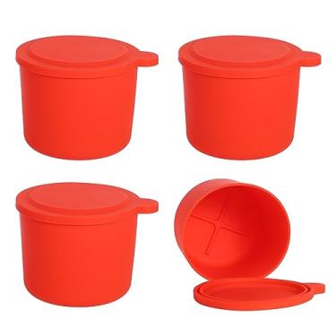 Imagem de 4 moldes de gelo para Kitchenaid com tampas, acessórios reutilizáveis de silicone para máquina de fazer gelo compatíveis com o barbeador de gelo Kitchenaid (vermelho)