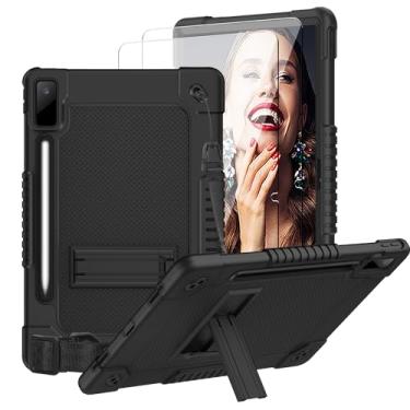 Imagem de Capa para Lenovo Tab P12 2023 com protetor de tela à prova de choque, suporte de caneta embutido, alça de ombro, capa híbrida para Lenovo Tab P12 TB-370FU/Xiaoxin Pad Pro (preto e 2 peças)