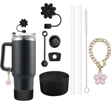 Imagem de Conjunto de Acessórios para Copo Stanley, Stanley Cup Accessories, Acessórios de 9 peças para Stanley Cup (Preto)