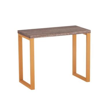 Imagem de Mesa Auxiliar Tubolar PE 40 Pandin 90 x 45 Cm Walnut e Laranja