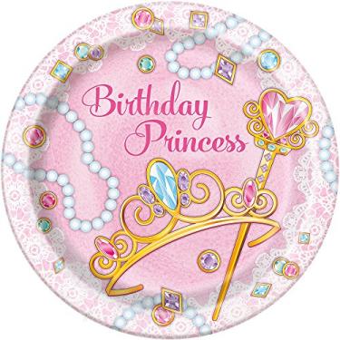 Imagem de Pratos de jantar de princesa rosa com joias, 8 unidades