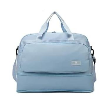 Imagem de Bolsa Mala Feminina Academia Esportiva Viagem Porta Tênis,ideal Para Suas Viagens, Banhos De Piscina, Praia, Clube, Academia, Prática De Esportes e Maternidade (azul claro)