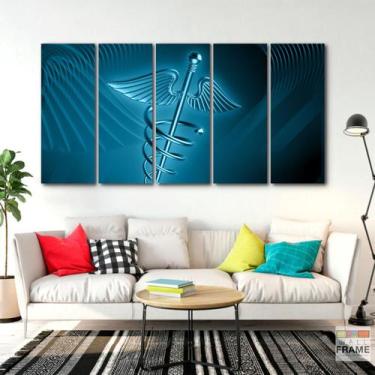Imagem de Quadro Decorativo 5 peças Medicina Caduceu 140x65 - Wall Frame