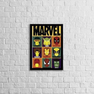 Imagem de Quadro Heróis da Marvel 33x24cm - com vidro - Quadros On-line, Madeira