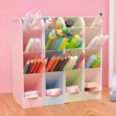 Imagem de Organizador de Mesa Porta Maquiagem Lápis Divisórias Multiuso - oncefu