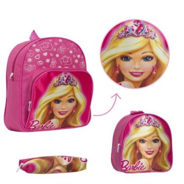 Imagem de Kit Mochila Escolar Menina Barbie Passeio Alça Costas Rosa - Toys 2U
