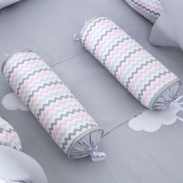 Imagem de Rolinho Segura Bebê Chuva de Amor Chevron Rosa com Cinza - Talismã