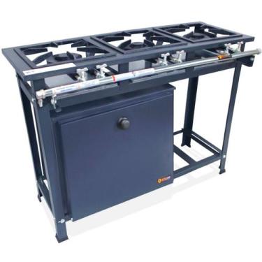 Imagem de Fogão Industrial 3 Bocas 3QD Baixa Pressão P7 com Forno 66L de Piso - 