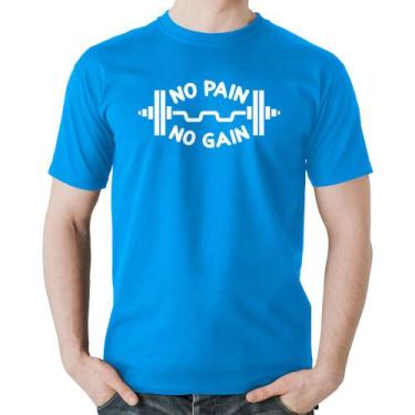 Imagem de Camiseta Algodão No Pain No Gain - Foca na Moda, Azul, P