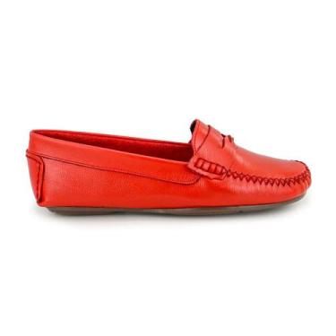 Imagem de Mocassim Feminino Casual Couro Legitimo Granado - 450 - Vermelho, 38, 