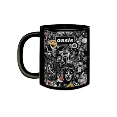 Imagem de Caneca de Porcelana Preta Banda Oasis Rock Internacional 90 - VilelaGG