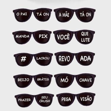 Imagem de Óculos Temático  - New Wave Black Lente Com Frases - 10 unidades - Fes