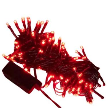 Imagem de Pisca Cordão 10 Metros Fio Verde C/ 100 LEDS Vermelho Fixo Bivolt - Br