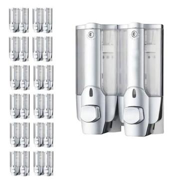 Imagem de Dispenser Duplo Kit 18 Unidades Sabonete Liquido Alcool Gel Shampoo Ho