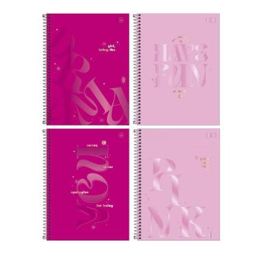 Imagem de Caderno Espiral Capa Dura 1 Matéria - 80 Folhas - Love Pink - Tilibra