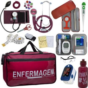 Imagem de Kit Enfermagem Academico Aparelho Pressao Bolsa Estetoscópio Top  - PR