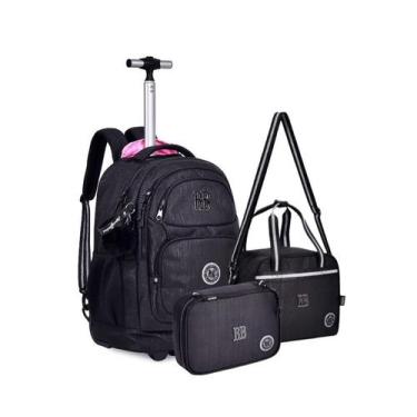 Imagem de Kit Mochila Rodinhas Lancheira Estojo Escolar Rebecca Bonbon