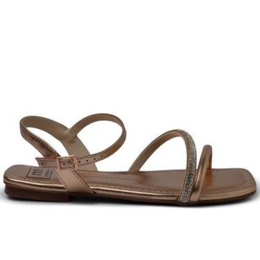 Imagem de Sandália Rasteira Moleca Feminina 5462.138, 37, Rose gold