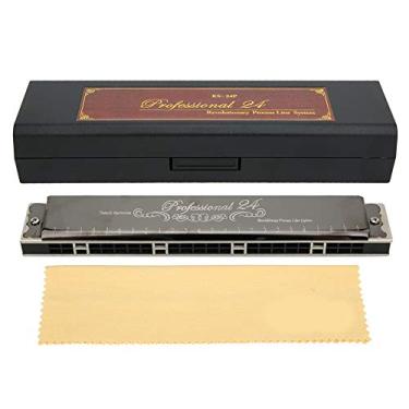 Imagem de Generic Gaita Tremolo de 24 Buracos, Harmônica de Bronze Fosforoso, Latão, Preta, Tecla E