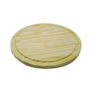 Imagem de Kit 5 Tabua De Carne E Petisco Redonda M 25cm Madeira Pinus - Mad Lar
