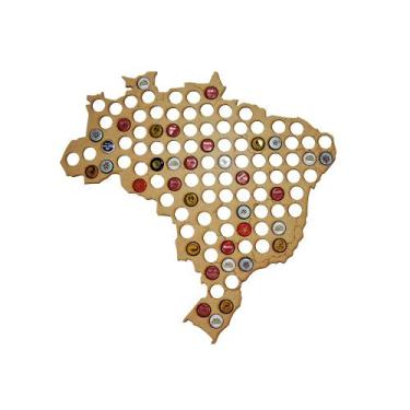 Imagem de Porta Tampinhas para 105 Un. Colecionador Mapa do Brasil Mdf 4mm Madei