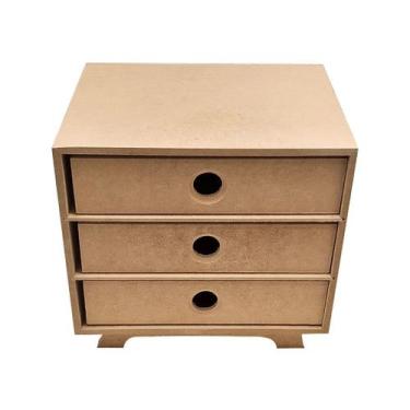 Imagem de Mini Cômoda 3 Gaveta 22x17x21 Mdf Madeira - ATACADÃO DO ARTESANATO MDF