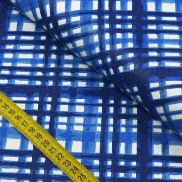Imagem de Tecido Estampado para Patchwork - Floratta: Xadrez Enviesado Marinho (
