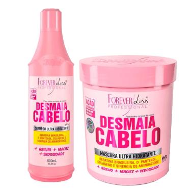 Imagem de Kit Desmaia Cabelo Shampoo 500ml e Máscara 950g Forever Liss