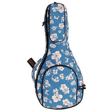 Imagem de MUSIC FIRST Design original 15 mm de espessura acolchoado estilo Havaí "azul e branco plumeria" lona estilo A & F (padrão) bandolim Gig Bag estojo de bandolim macio serve para a maioria dos bandolim,