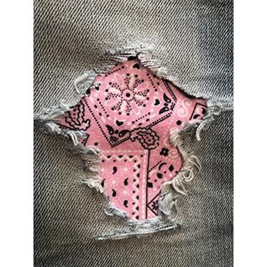 Imagem de Tecido bandana Peek-A-Boo Iron ON Patches da Holey Patches em diversas cores/tamanhos (rosa, 10 x 18 cm (conjunto de 2))