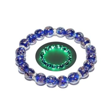 Imagem de grehapas Pulseira feminina elástica Firefly que brilha no escuro com contas luminosas para mulheres, pulseira de sereia, antiansiedade, energia de cura, 7-9 inch, Vidro, Vidro
