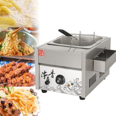 Imagem de Fritadeira comercial com cesto,máquina de ferver Oden e máquina de cozinhar macarrão,ajuste de temperatura de 50-300 ℃, para uso em restaurantes comerciais,para frango frito,camarão fritas