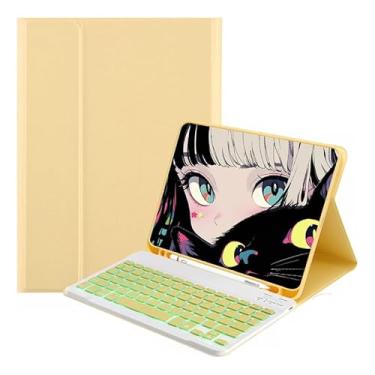 Imagem de Capa Para Tablet Com Teclado Bluetooth Para Samsung Tab S7/S8 11 Polegadas T870/875/X700/X706 (Tartrazine, Teclado retroiluminado)