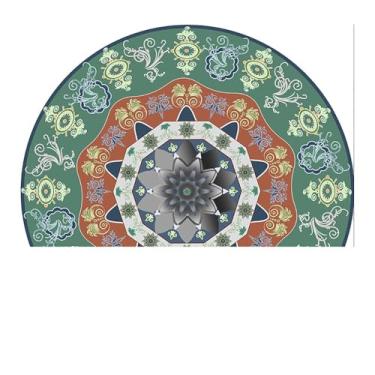 Imagem de Tapete redondo abstrato para sala de estar tapetes macios para sala de jantar embaixo da mesa, tapete antiderrapante para entrada de escritório e cozinha (flor 10,140 x 200 cm)