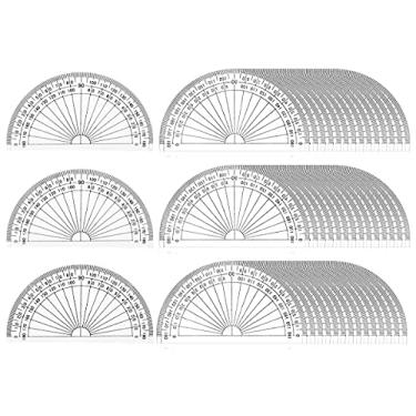 Imagem de Pacote com 30 transferidores de plástico matemática mini transferidor 180 graus 4 polegadas