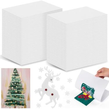 Imagem de HFKPJRT 50 peças de placas de impressão de espuma, folhas de espuma branca de 10 x 15 cm, placa de espuma Eva de 2 mm de espessura para artesanato, conjunto de folhas de isopor para fazer cartões,