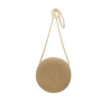 Imagem de AdiStylinno Bolsa transversal feminina de palha, bolsa de ombro moderna com fecho de zíper, bolsa de praia de verão para uso diário em viagens, Caqui, 1