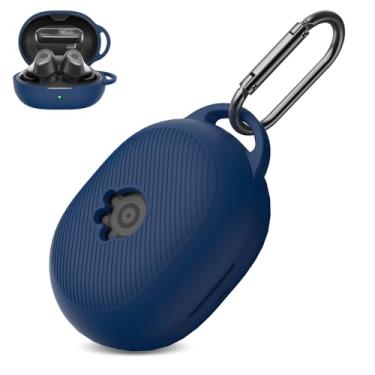 Imagem de FIOPAZ Capa de silicone Steelseries Arctis Gamebuds, capa protetora macia unissex, compatível apenas com Steelseries Gamebuds com mosquetão, azul escuro