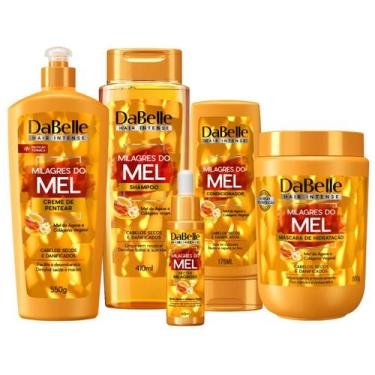 Imagem de Kit Dabelle Milagres Mel + Shampoo 410ml  Máscara 800g Néctar 60ml Tra