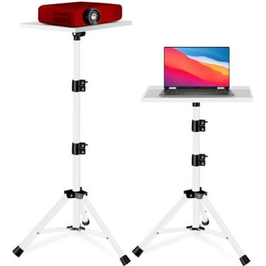 Imagem de Suporte branco para projetor, tripé para laptop, altura ajustável, suporte de chão de laptop para escritório, casa, palco, estúdio, suporte de rack de DJ