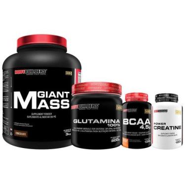 Imagem de Kit Giant Mass 3Kg+ Power Creatina 100G+ Bcaa 100G - Bodybuilders
