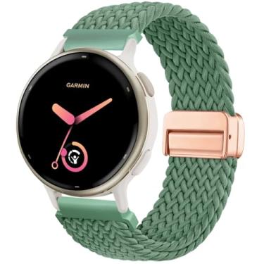 Imagem de CUNUJIX Pulseiras de relógio trançadas compatíveis com Garmin Vivoactive 5/Vivoactive Pulseira magnética de tecido elástico de nylon de 3,20 mm para Garmin Venu/Venu Sq/Forerunner 55/165/245/645