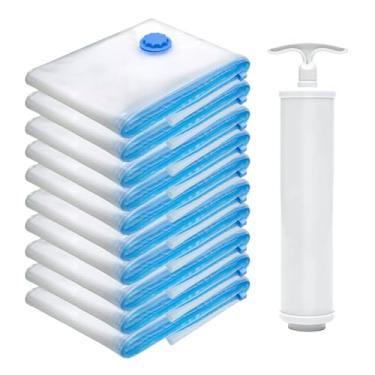 Imagem de kit Sacos Organizadores A Vacuo 5un 60x80cm 3un 70x100cm 2un 120x80cm Organizador Mala Roupas + Bomba