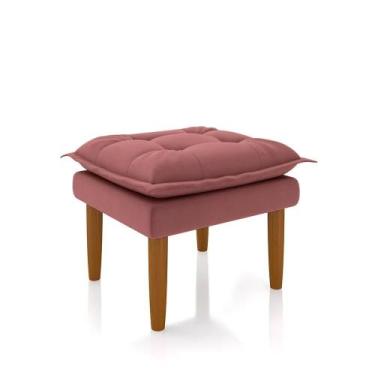 Imagem de Puff Banquinho Apoio Para Os Pés Luxo Veludo Rose - New Belle Estofado